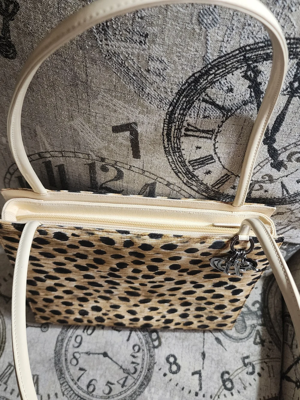 Dior Vintage Leopard Print Tote Bag with Cream Handles - Picture 2 of 6